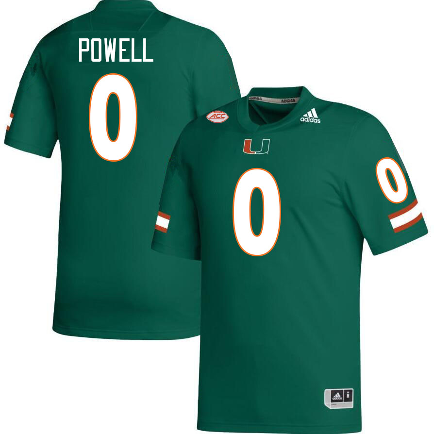 Men #0 Mishael Powell Miami Hurricanes College Football Jerseys Stitched-Green